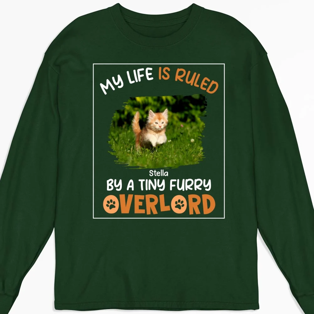 Ruled By Tiny Furry Overlords Photo - Personalized Custom Long Sleeve T-shirt - Image 4