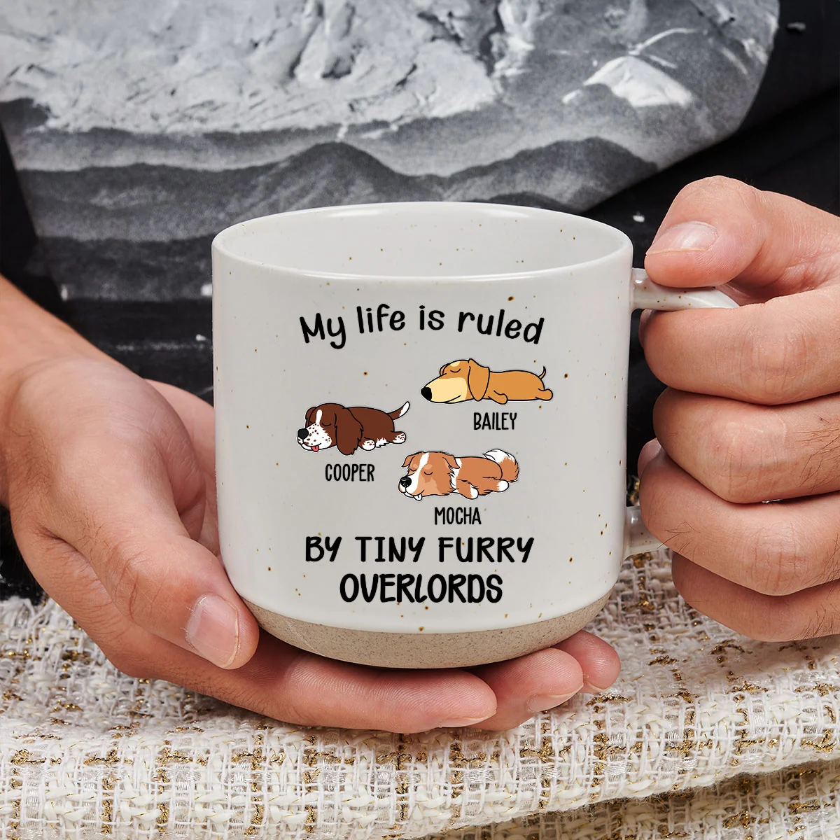 Ruled By Tiny Furry Overlords Ver Dog - Personalized Custom Pottery Mug - Image 3