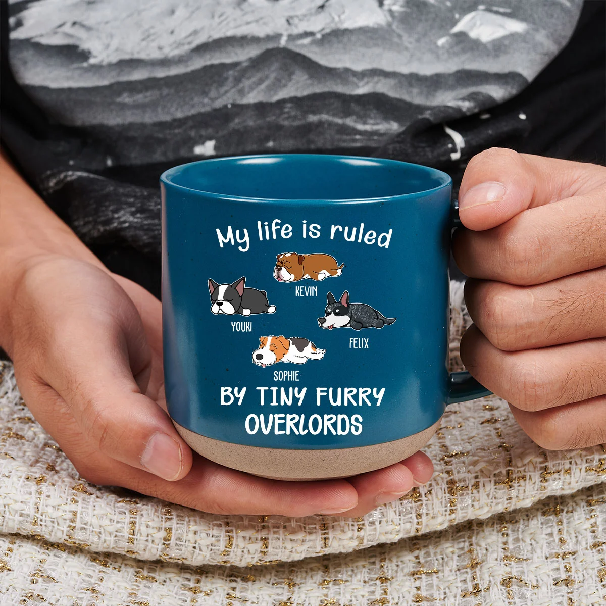 Ruled By Tiny Furry Overlords Ver Dog - Personalized Custom Pottery Mug - Image 4