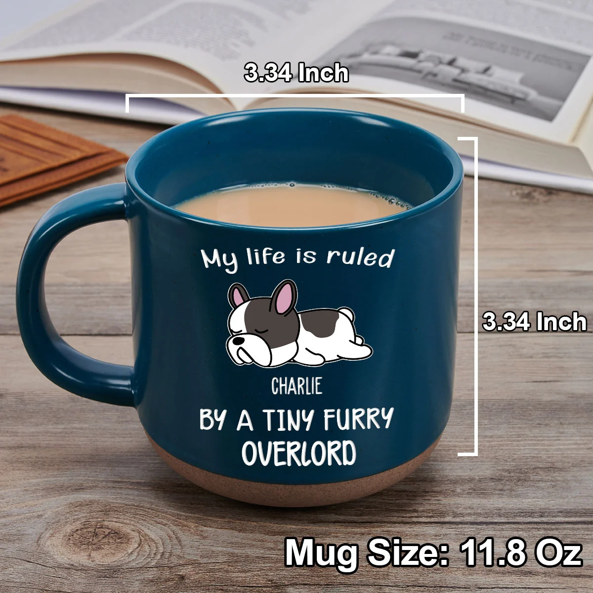 Ruled By Tiny Furry Overlords Ver Dog - Personalized Custom Pottery Mug - Image 5