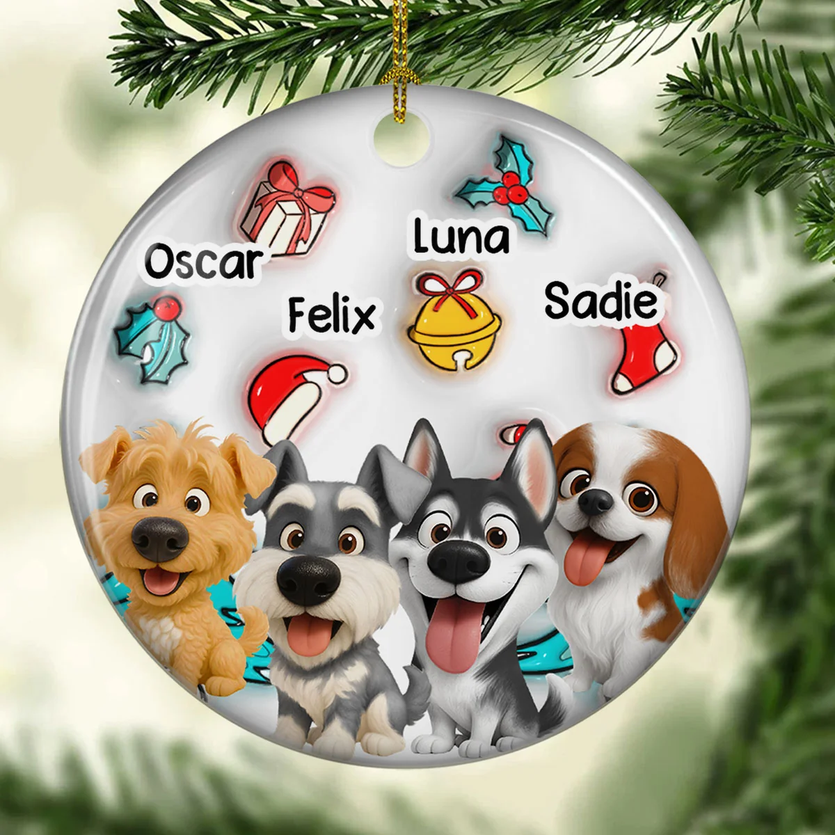 Santa Is Coming - Personalized Custom 3D Inflated Effect Ceramic Ornament - Image 4