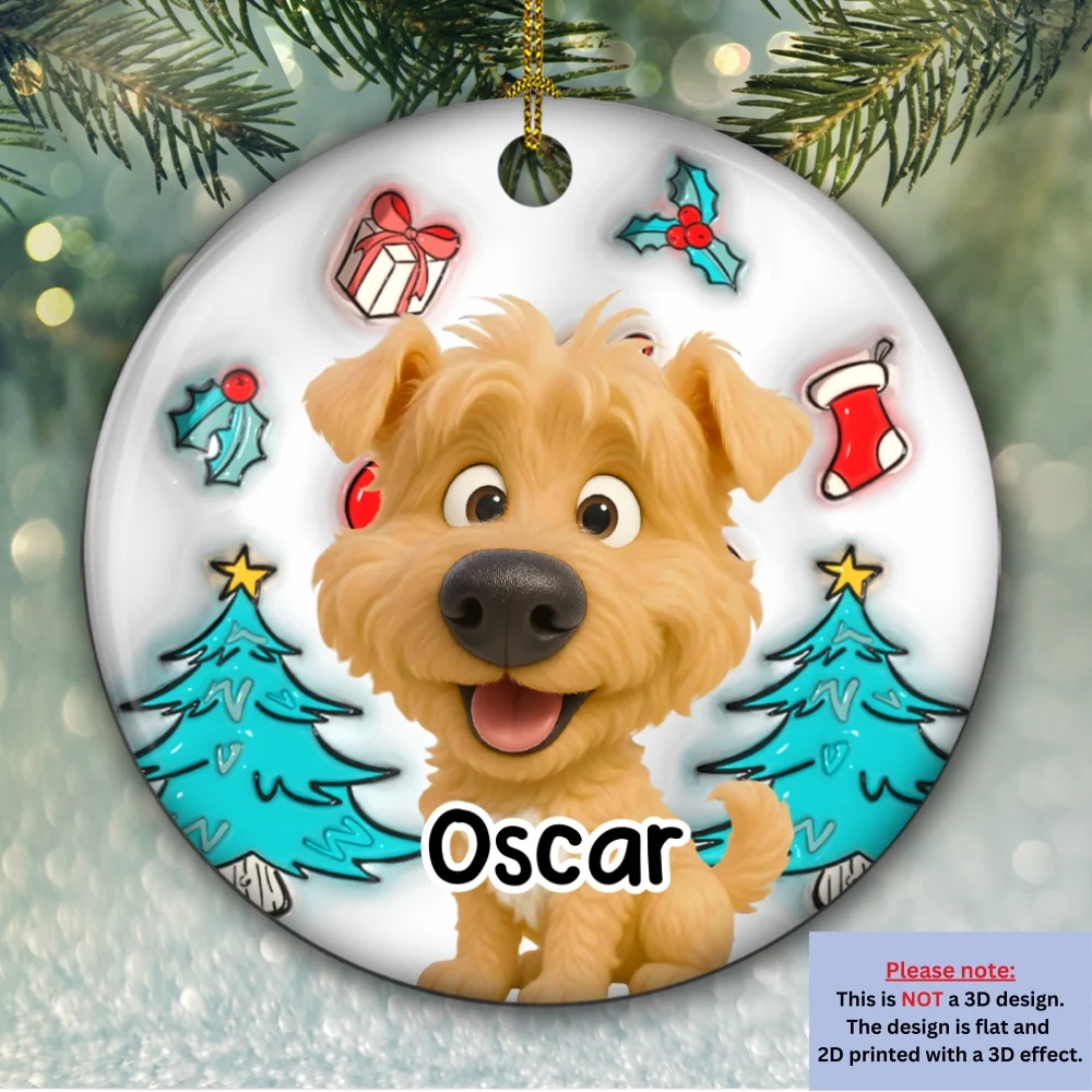 Santa Is Coming - Personalized Custom 3D Inflated Effect Ceramic Ornament - Image 5