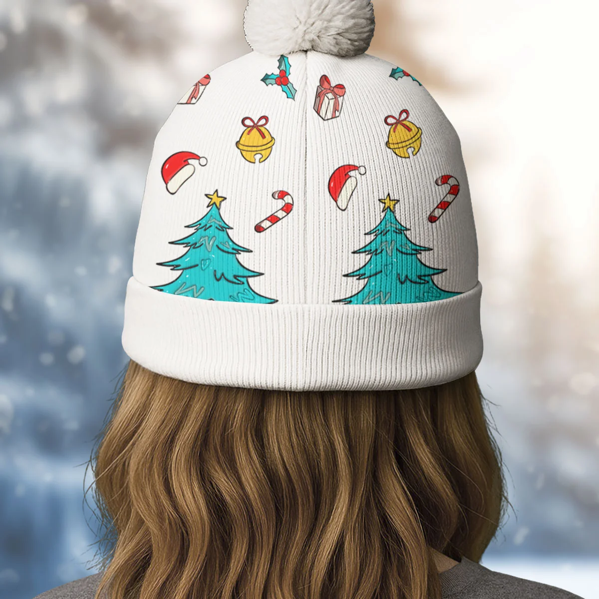 Santa Is Coming To Our Family - Personalized Custom Bobble Beanie Hat - Image 3