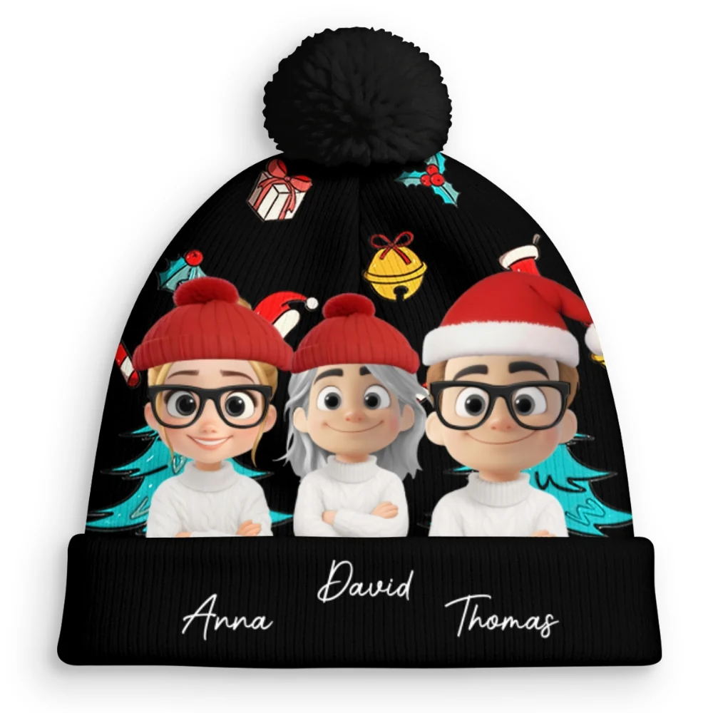 Santa Is Coming To Our Family - Personalized Custom Bobble Beanie Hat - Image 8