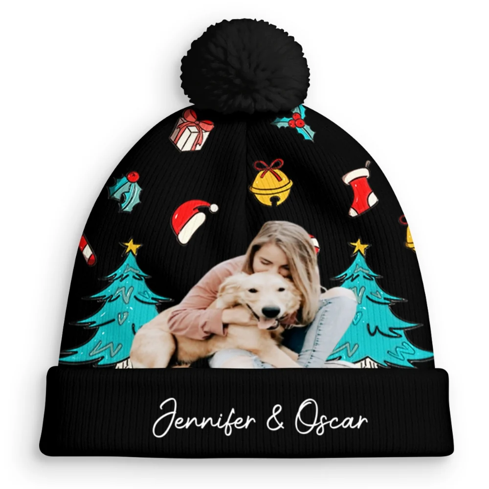 Santa Is Coming To Us Photo - Personalized Custom Bobble Beanie Hat - Image 8