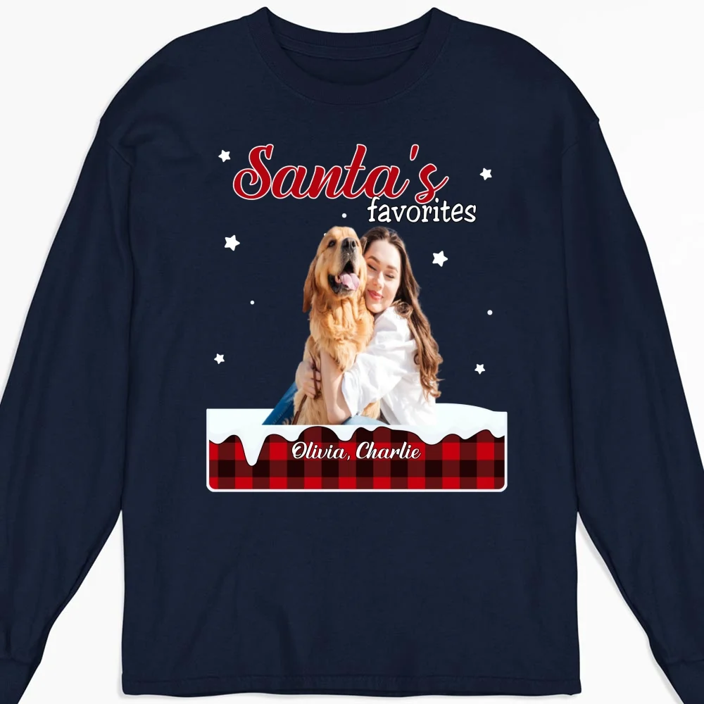 Santa Loves You So Do I Photo - Personalized Custom Long Sleeve T-shirt - Image 5