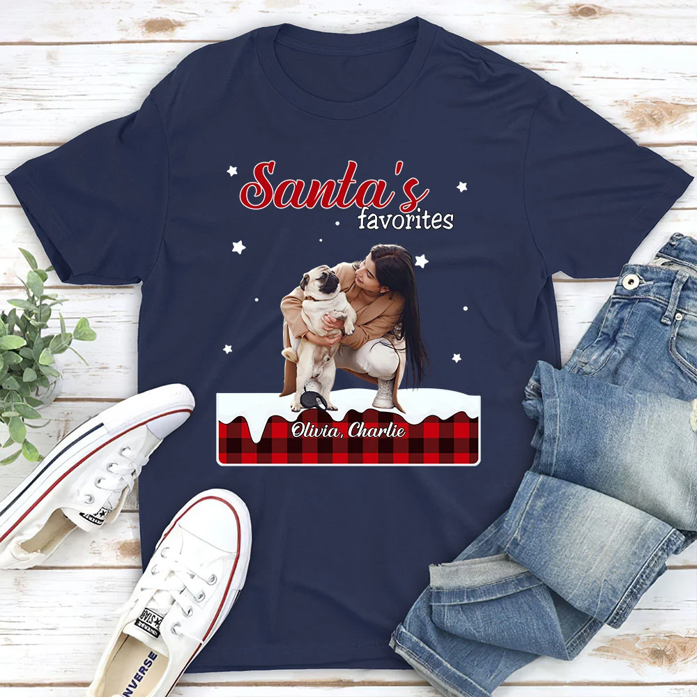 Santa Loves You So Do I Photo - Personalized Custom Unisex T-shirt - Image 2