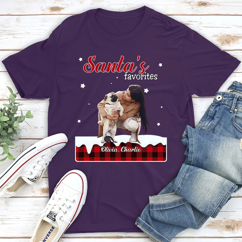Santa Loves You So Do I Photo - Personalized Custom Unisex T-shirt - Image 3