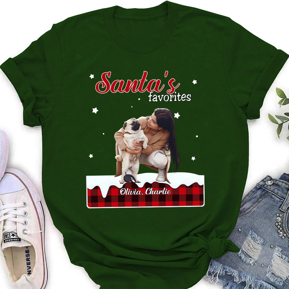 Santa Loves You So Do I Photo - Personalized Custom Women's T-shirt - Image 2