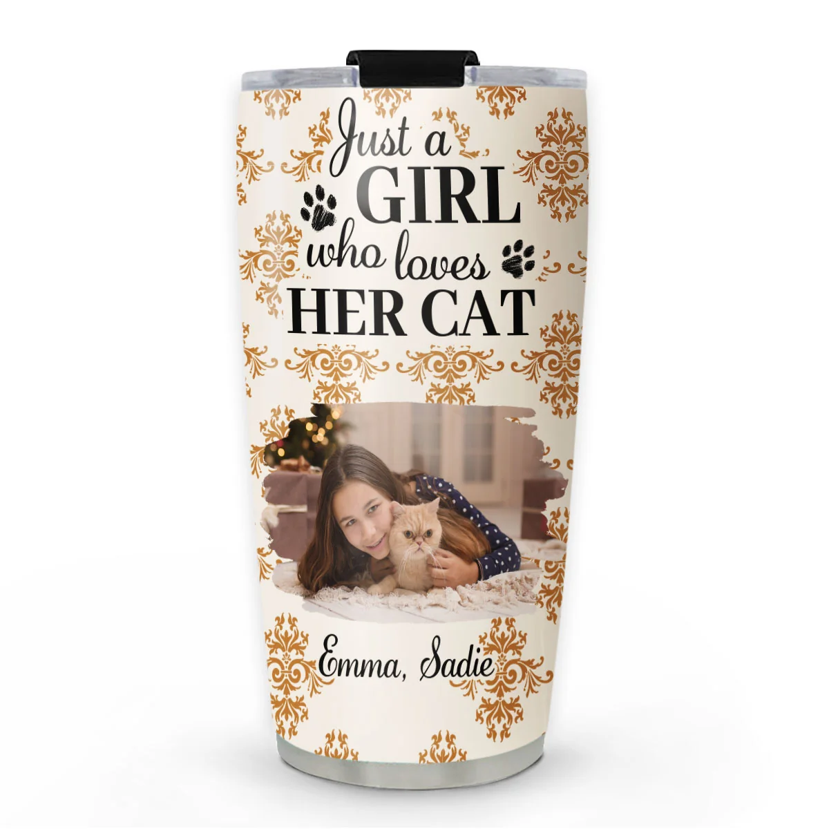 Season Cat And Girl Photo - Personalized Custom Tumbler