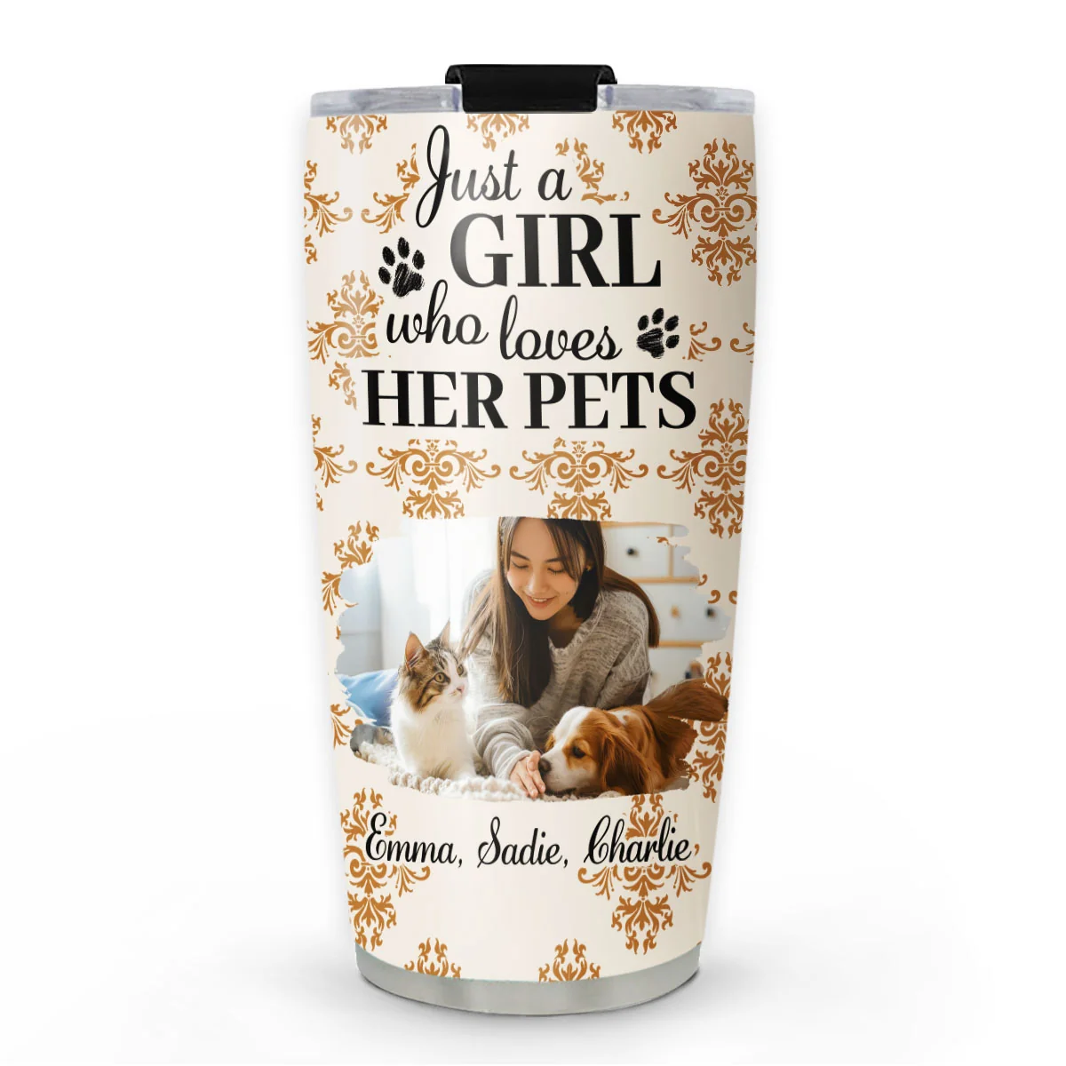 Season Pet And Girl Photo - Personalized Custom Tumbler