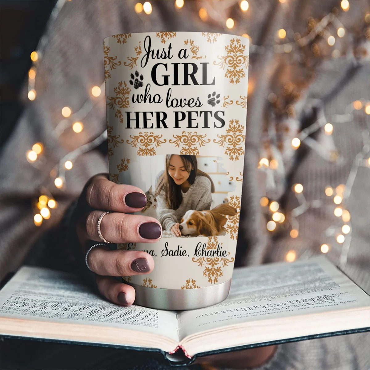 Season Pet And Girl Photo - Personalized Custom Tumbler - Image 3
