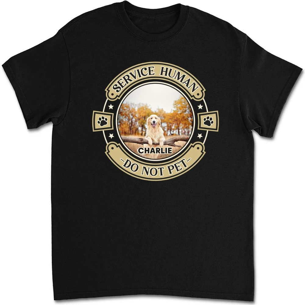 Service Human Dog Photo - Personalized Custom Unisex T-Shirt - Image 3