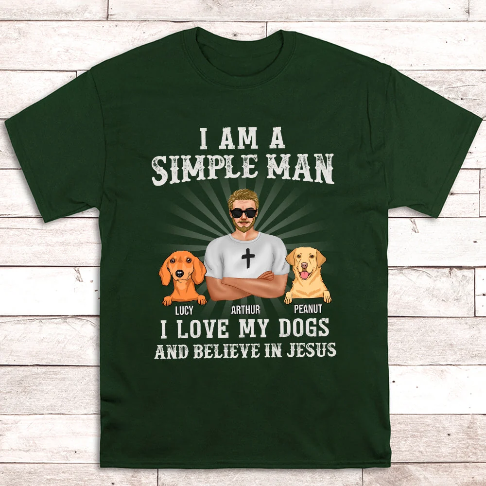 Simple Man Loves Dogs - Personalized Custom Unisex T-shirt - Image 3