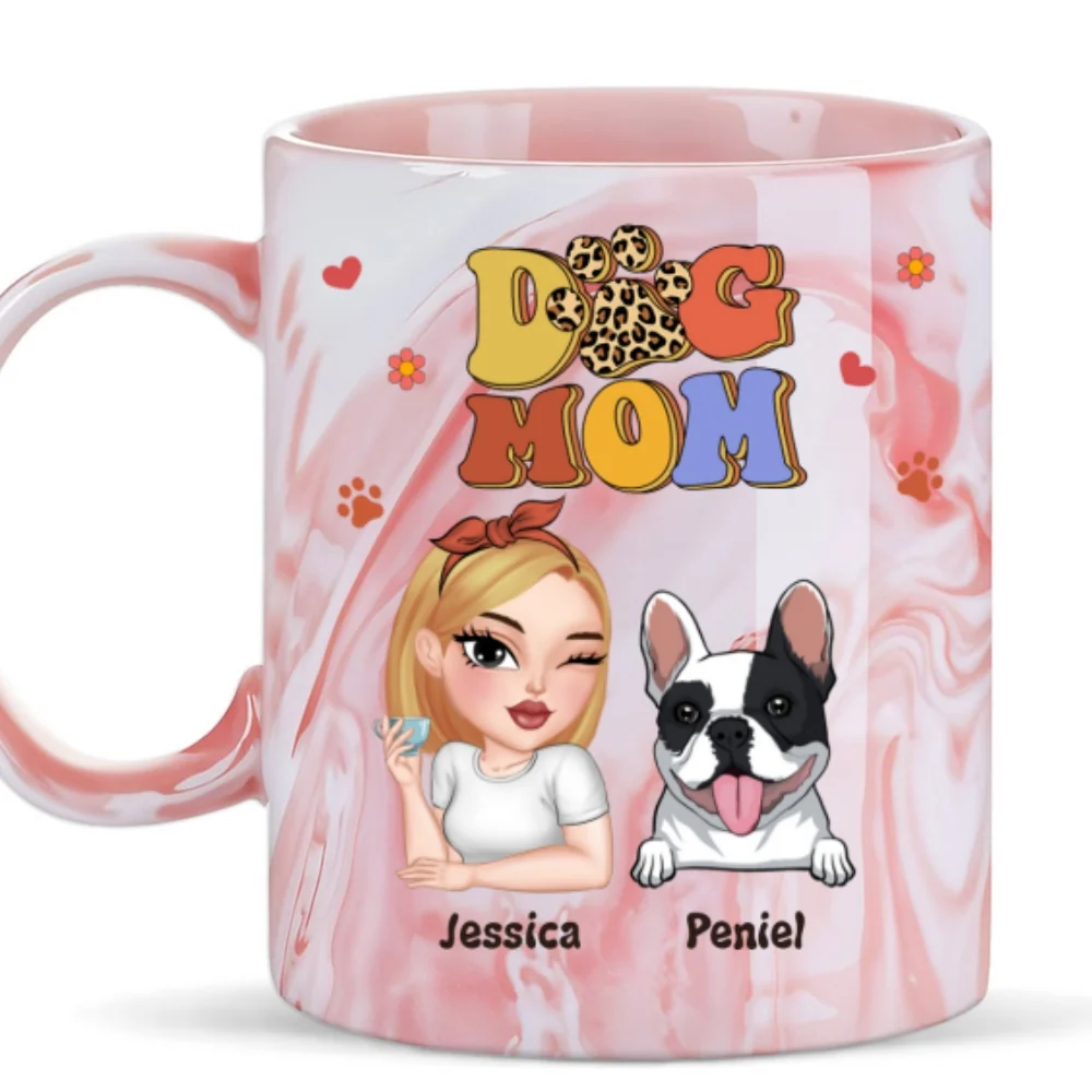 Slay Dog Mama - Personalized Custom Pink Marble Mug - Image 5