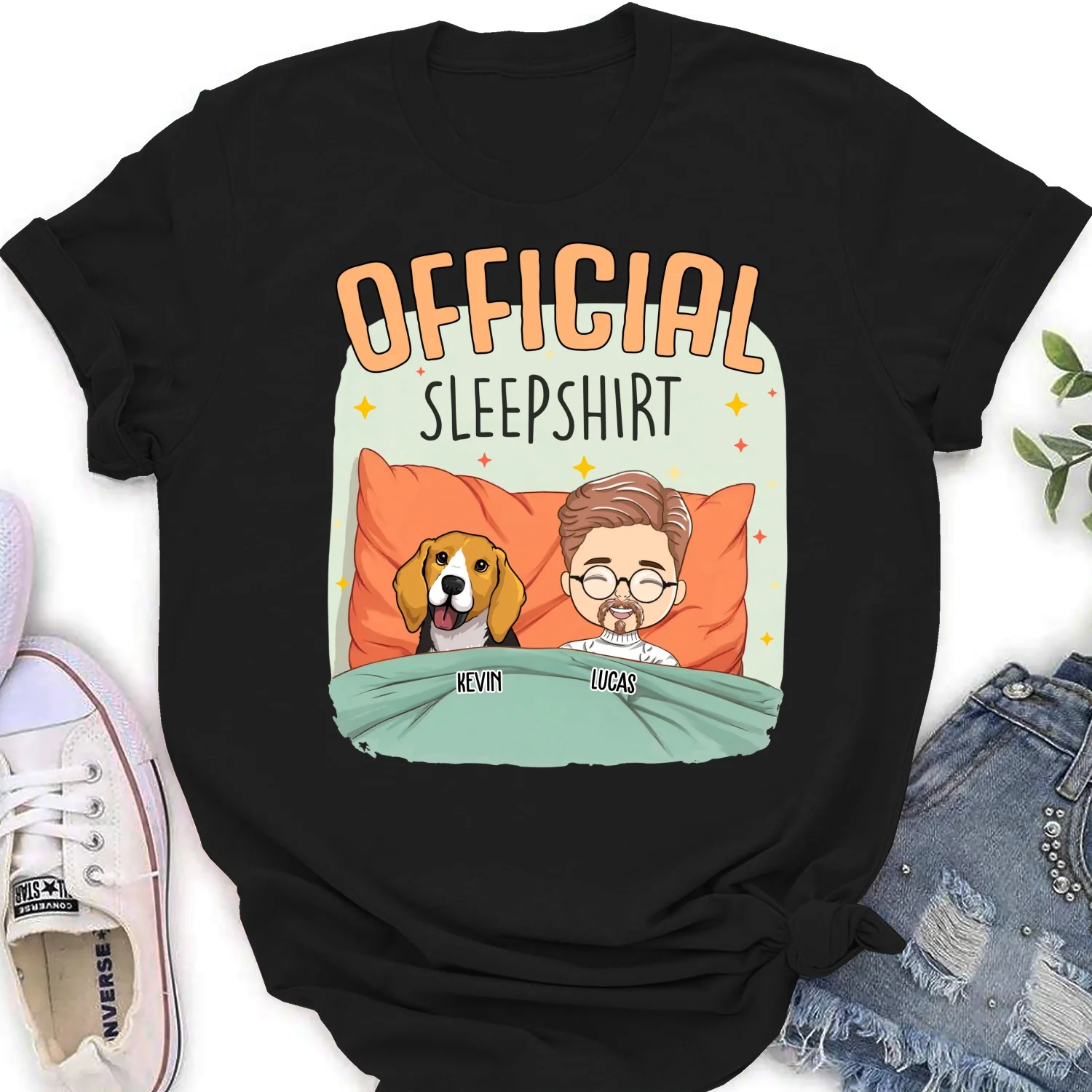 Sleep With My Dog - Personalized Custom Women T-shirt - Image 7