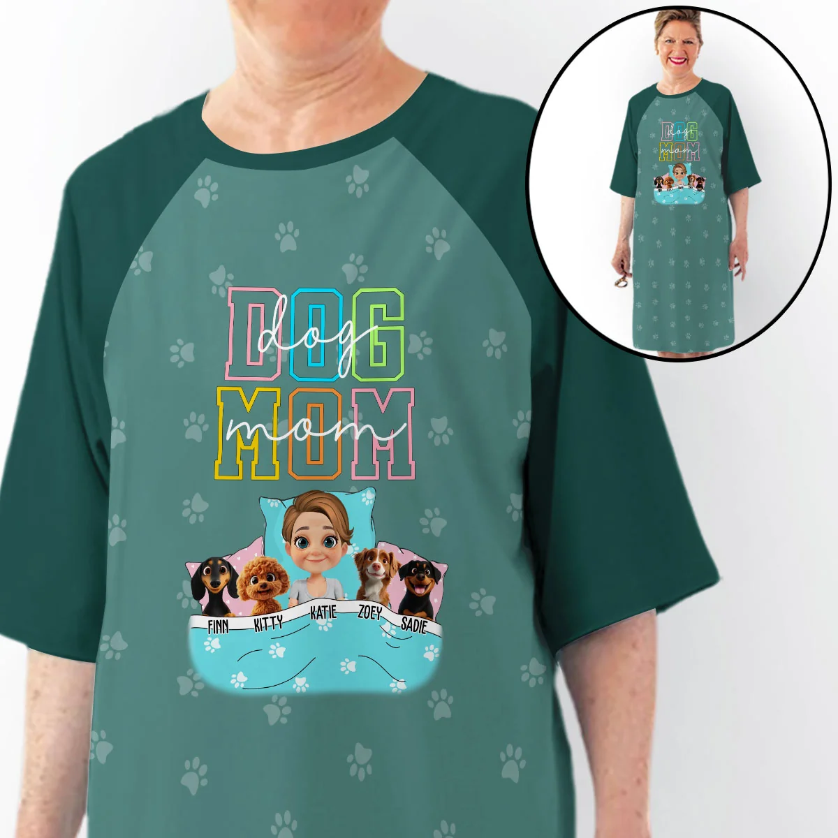 Sleeping Buddy - Personalized Custom 3/4 Sleeve Dress - Image 3