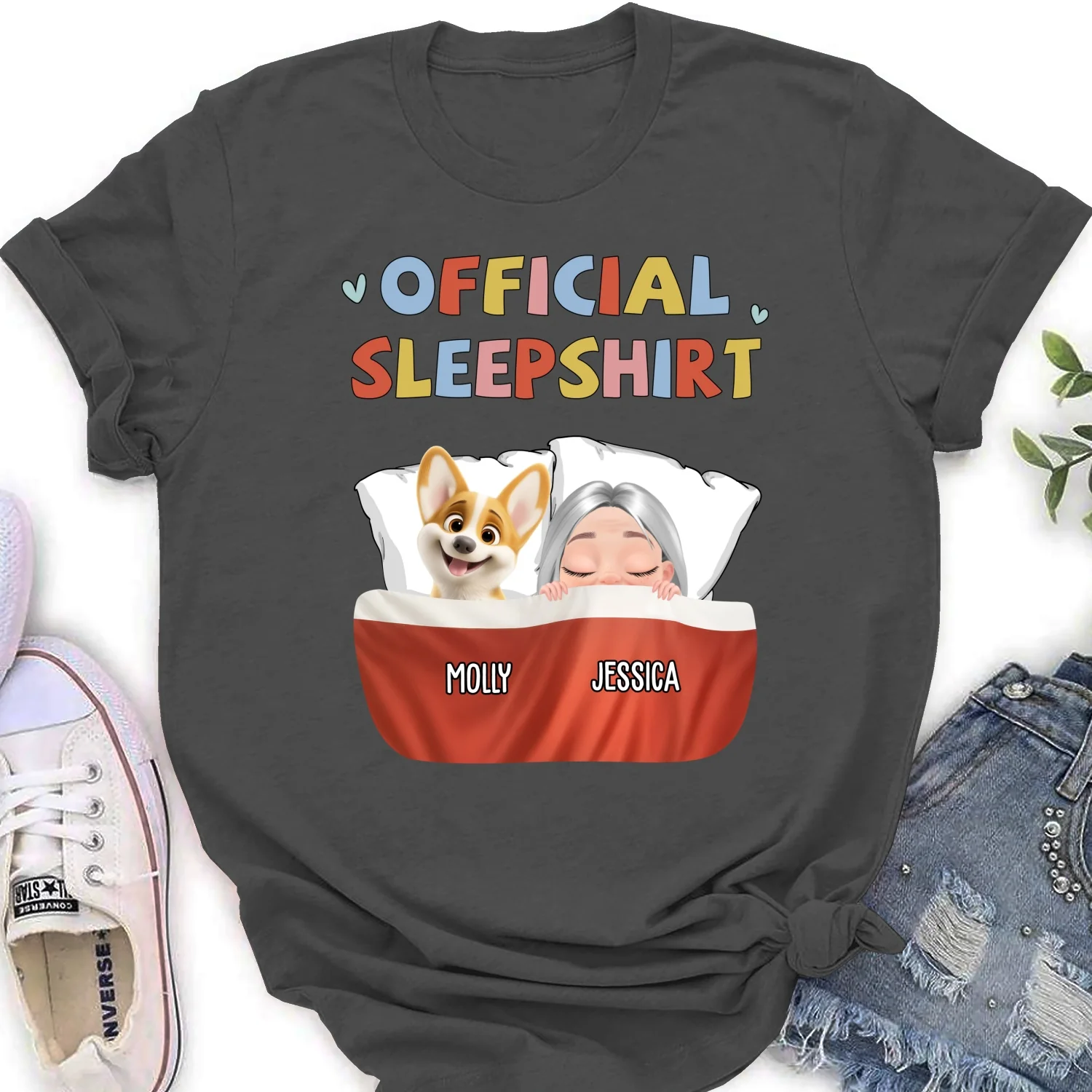 Sleeping Dog Sleepshirt New Style - Personalized Custom Women's T-Shirt - Image 10