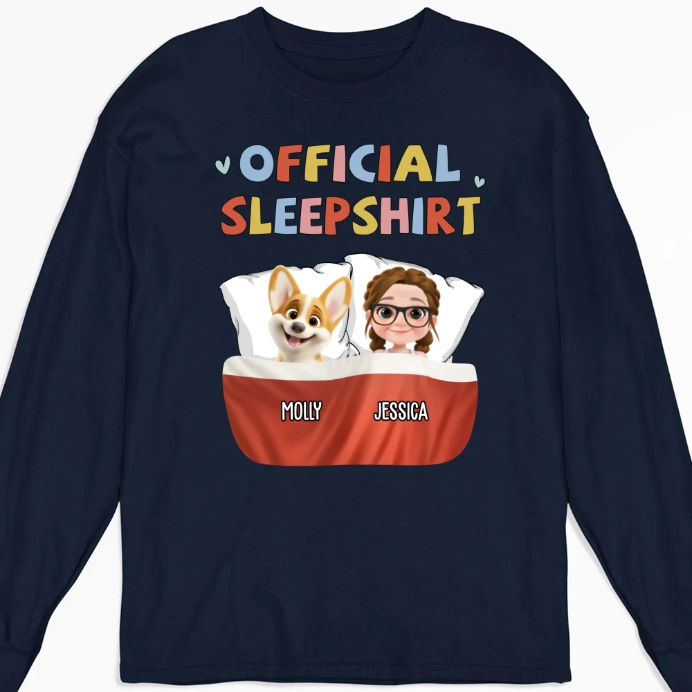 Sleeping Dog Sleepshirt New Style Ver 2 - Personalized Custom Long Sleeve T-Shirt - Image 5