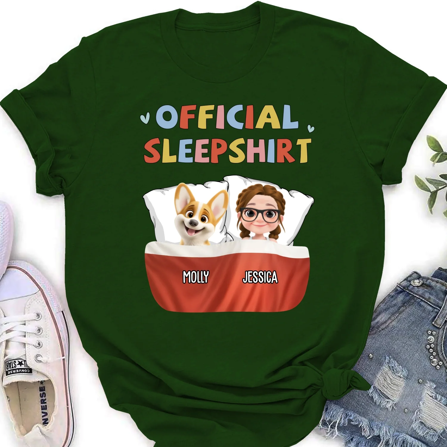 Sleeping Dog Sleepshirt New Style Ver 2 - Personalized Custom Women's T-Shirt - Image 8