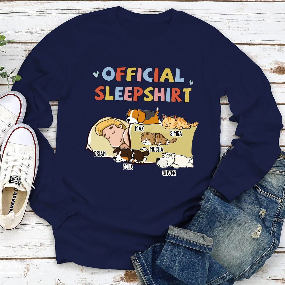 Sleeping Pet Sleepshirt Version 2 - Personalized Custom Long Sleeve T-shirt - Image 3