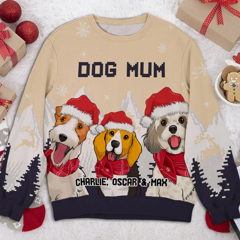 Snowy Forest Dog Mom - Personalized Custom All-Over-Print Sweatshirt - Image 5