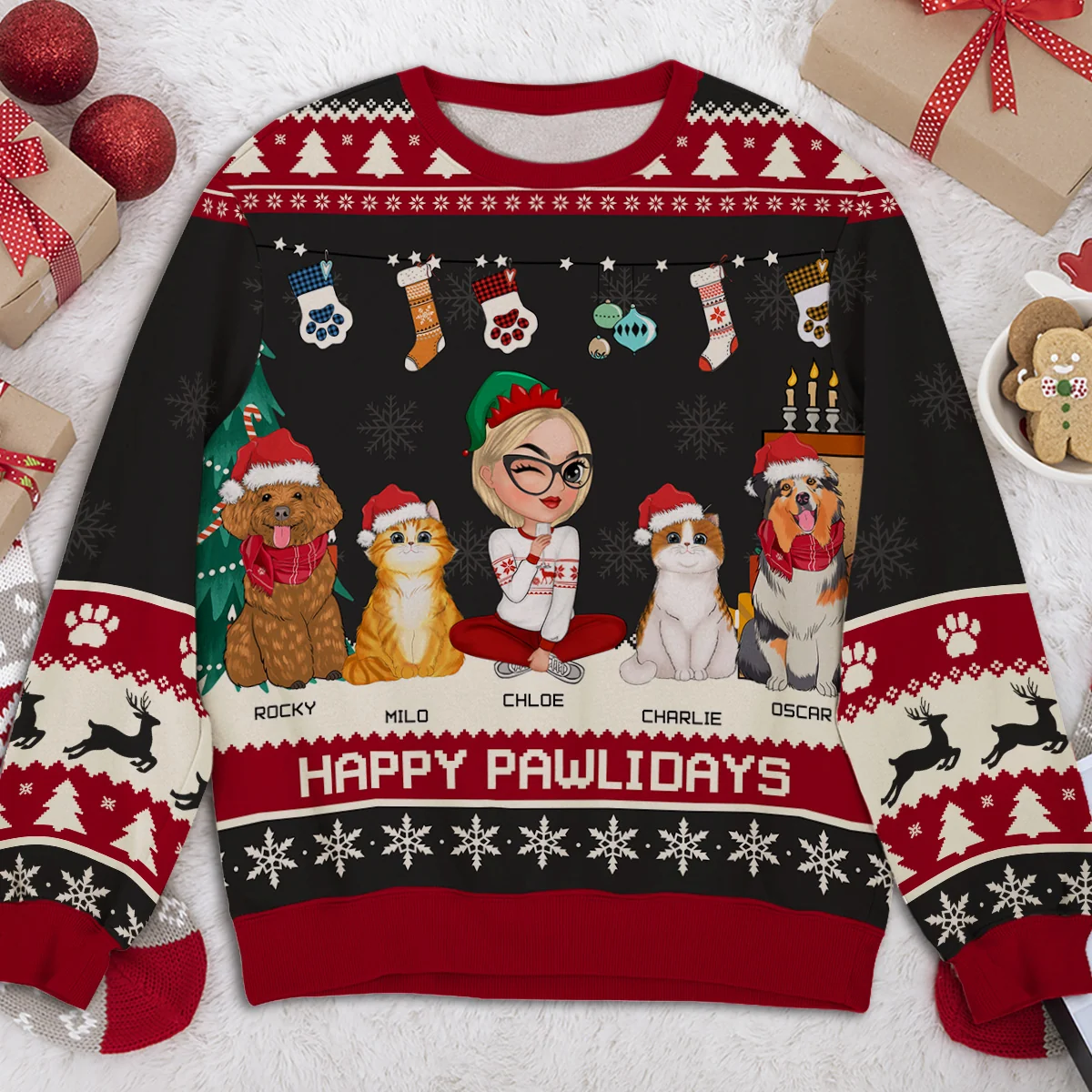 Snowy Pawlidays Pet - Personalized Custom All-Over-Print Sweatshirt - Image 4