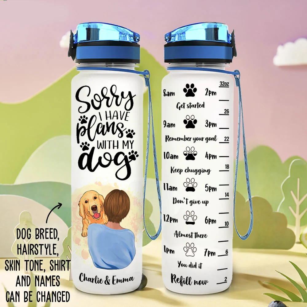 Sorry I Have Plans - Personalized Custom Water Tracker Bottle - Image 5