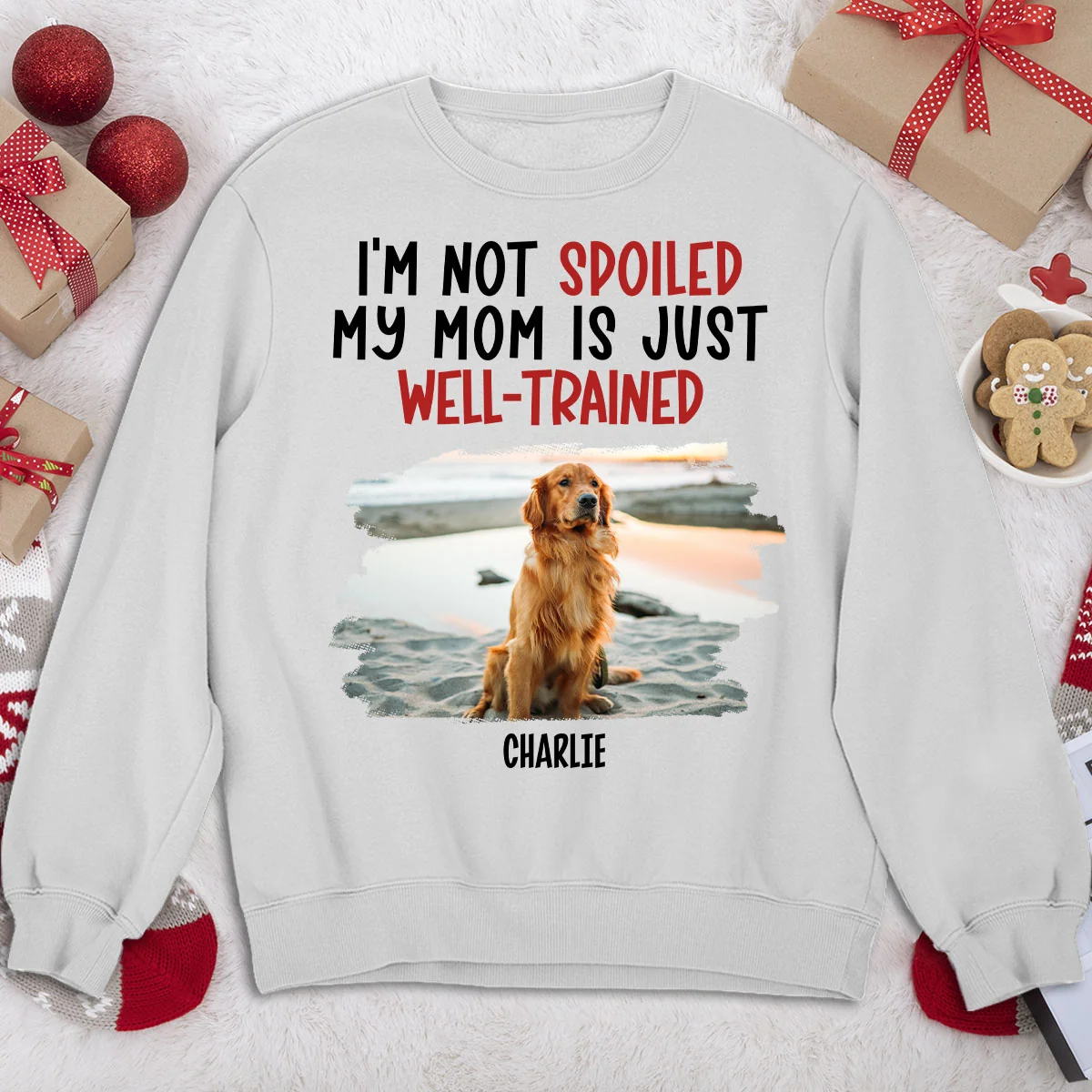 Spoiled Dog And Well Trained Dad Mom Cartoon Photo - Personalized Custom Sweatshirt - Image 2