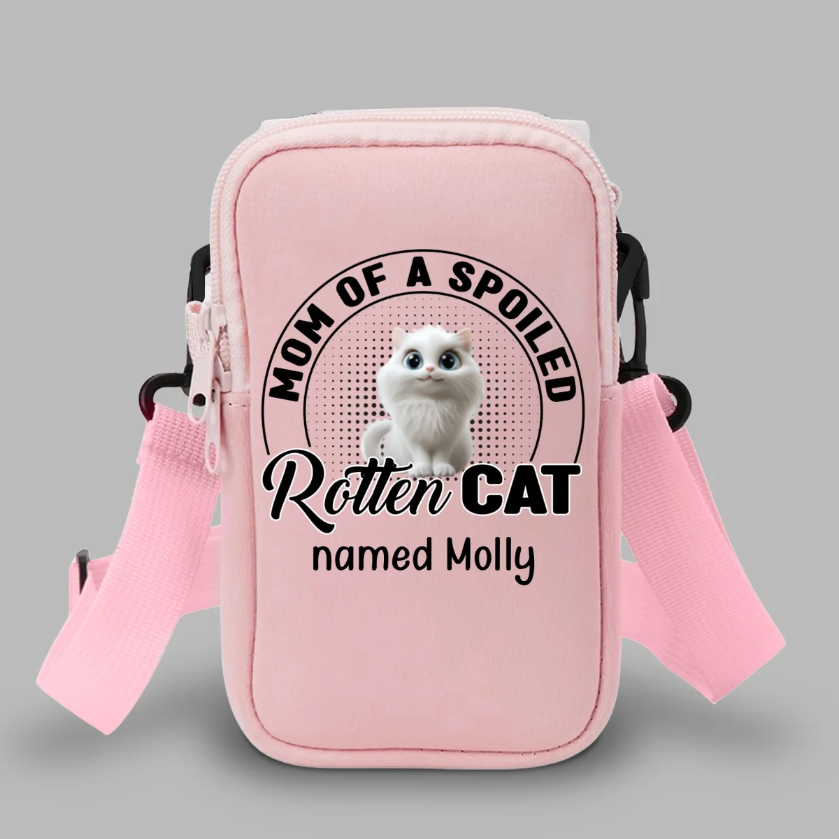 Spoiled Rotten Cartoon Cat - Personalized Custom Water Bottle Carrier Bag - Image 9