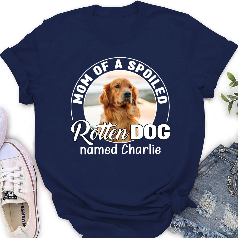 Spoiled Rotten Dog Chibi Cartoon Photo - Personalized Custom Women's T-Shirt - Image 2