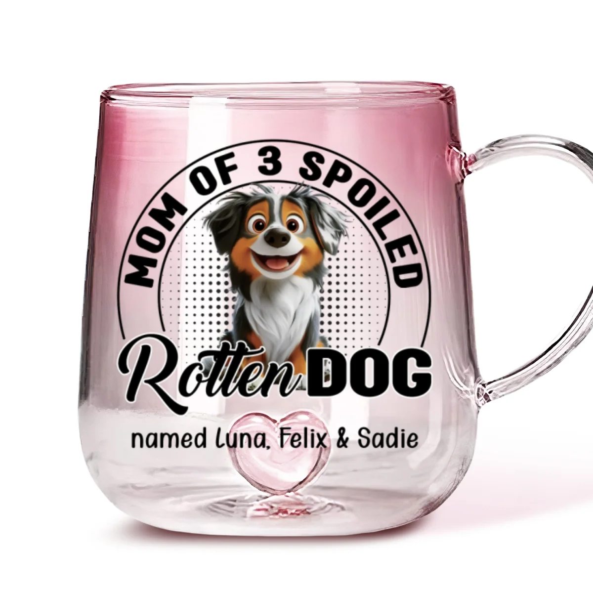 Spoiled Rotten Dog - Personalized Custom Pink Gradient Glass Mug - Image 5