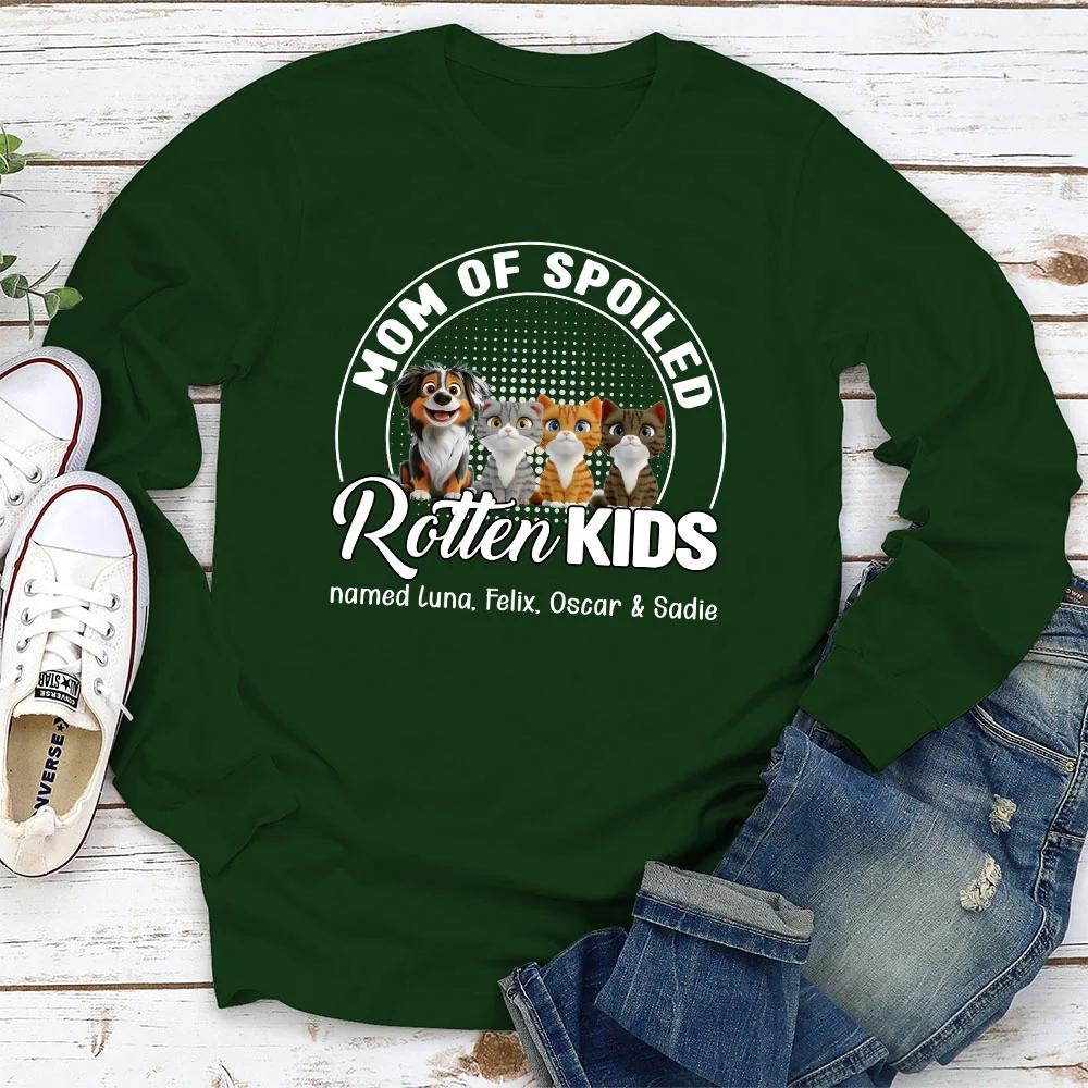 Spoiled Rotten Pet Chibi Cartoon - Personalized Custom Long Sleeve T-shirt - Image 3