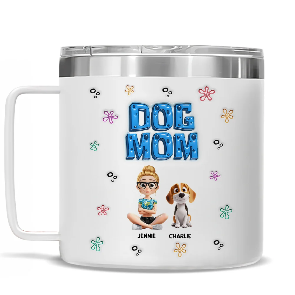 Sponge Dog Mom Version 2 - Personalized Custom 14oz Stainless Steel Tumbler With Handle