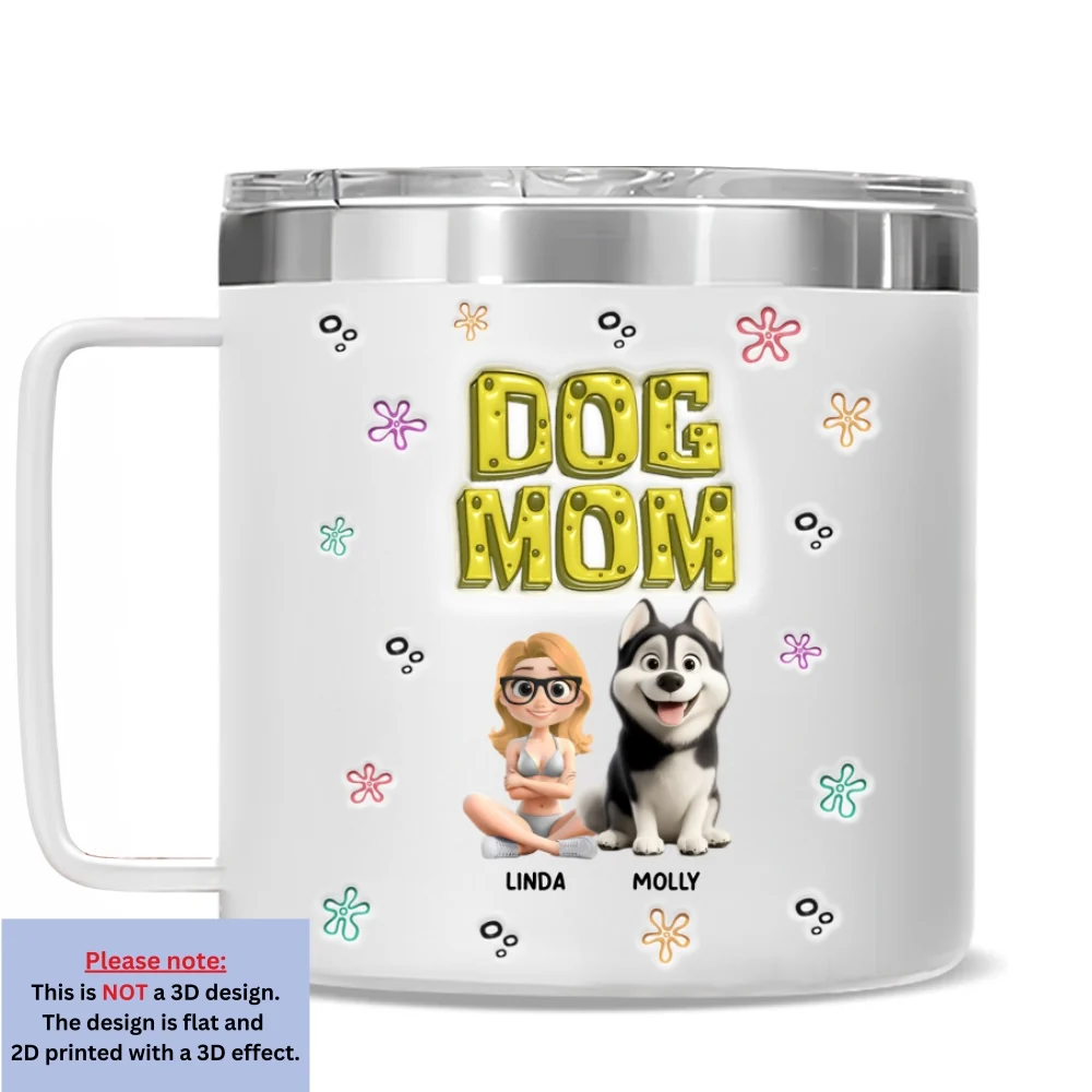 Sponge Dog Mom Version 2 - Personalized Custom 14oz Stainless Steel Tumbler With Handle - Image 6