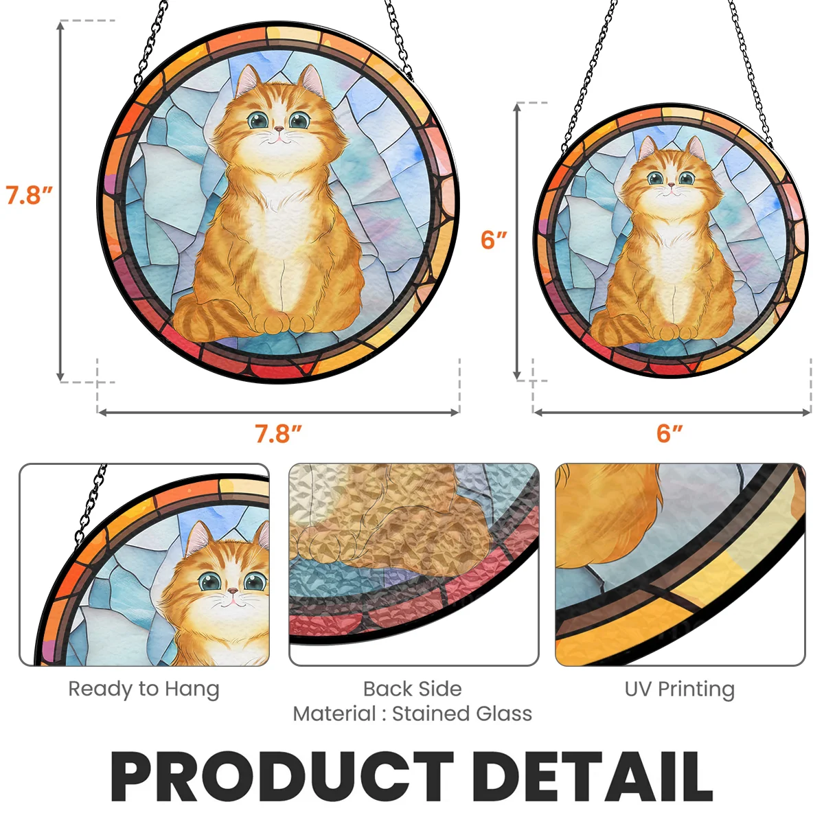 Stained Glass Cat - Personalized Custom Window Hanging Suncatcher - Image 5