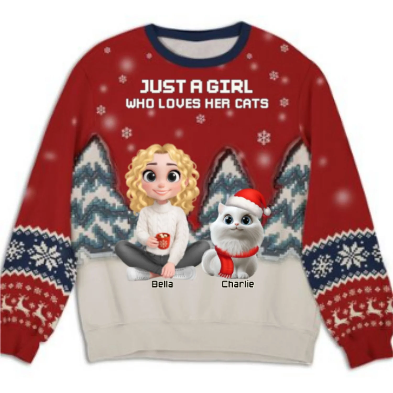 Stop Here With Us Santa Ver Cat - Personalized Custom All-Over-Print Sweatshirt - Image 5