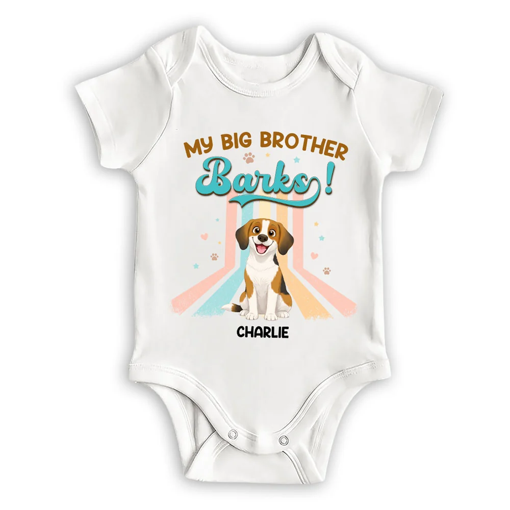 Storybook Funny Dog And Baby - Personalized Custom Baby Onesie