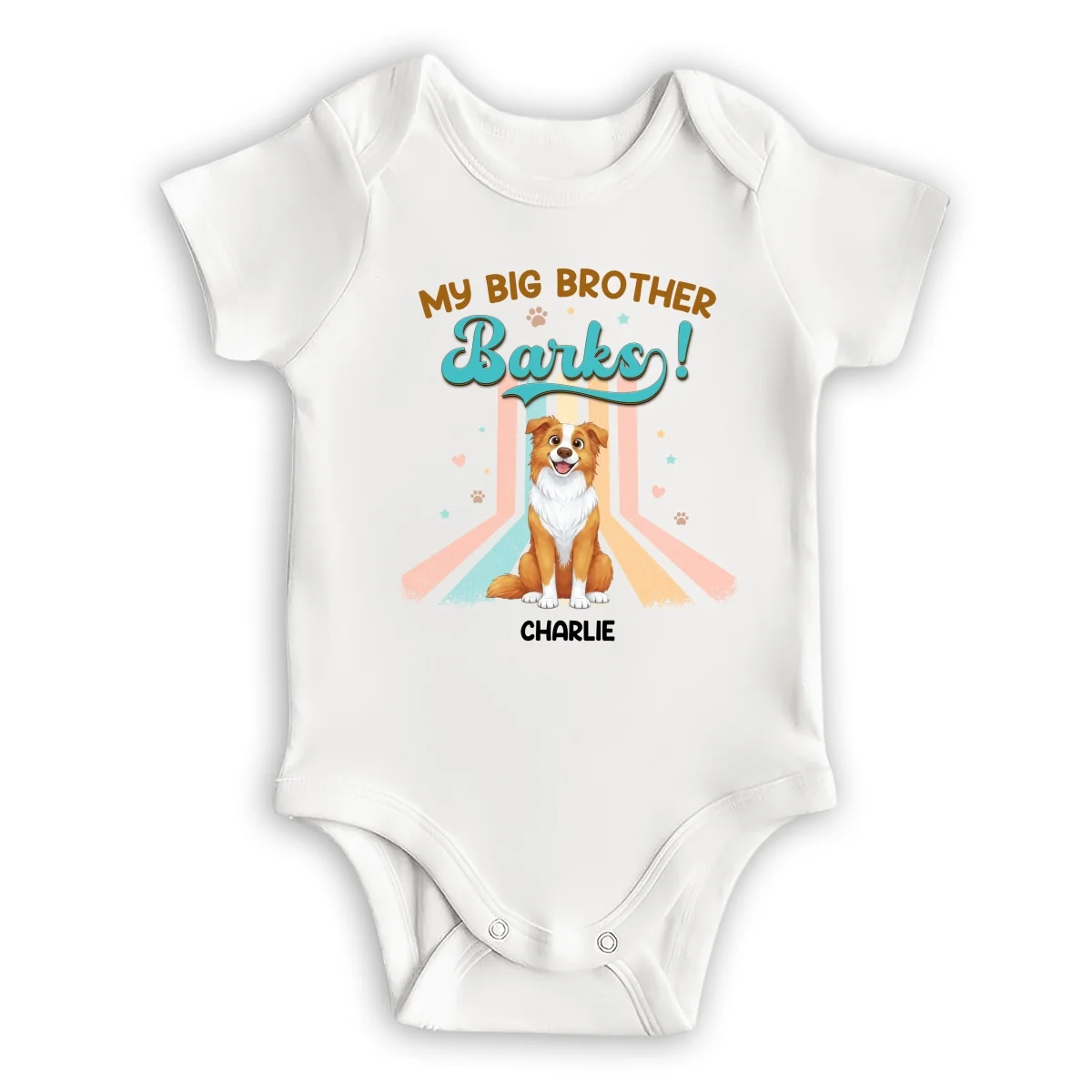 Storybook Funny Dog And Baby - Personalized Custom Baby Onesie - Image 6