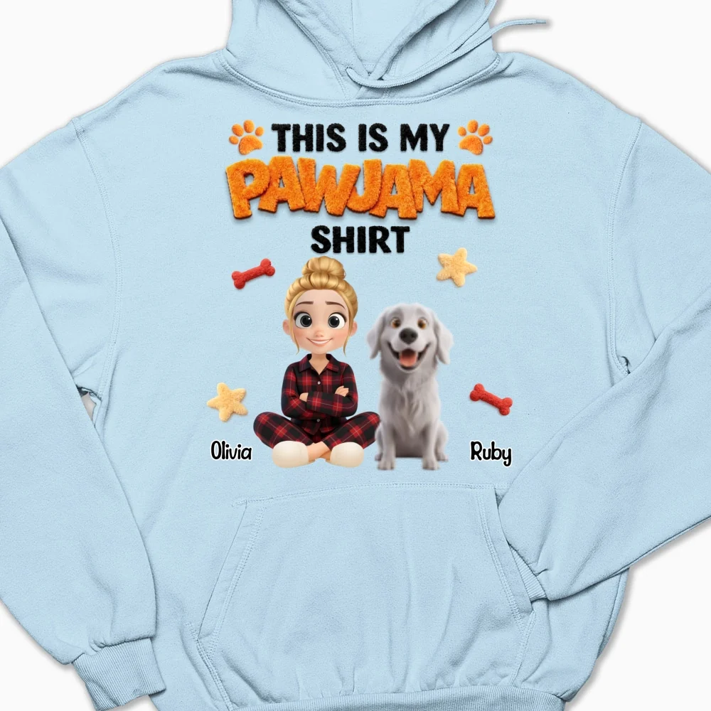 Stuffy Pajama Girl And Dog - Personalized Custom Hoodie - Image 6