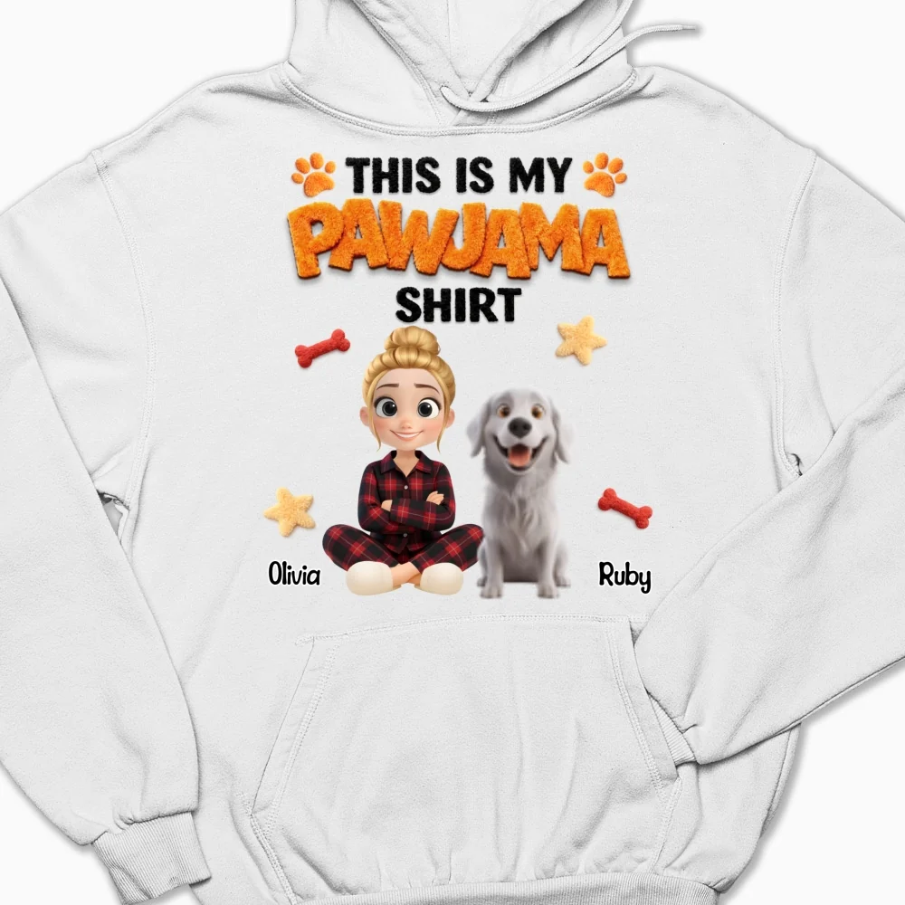 Stuffy Pajama Girl And Dog - Personalized Custom Hoodie - Image 8