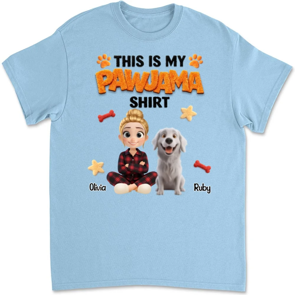 Stuffy Pajama Girl And Dog - Personalized Custom Unisex T-Shirt - Image 6