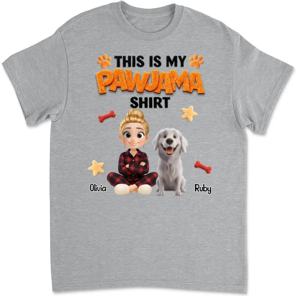 Stuffy Pajama Girl And Dog - Personalized Custom Unisex T-Shirt - Image 9