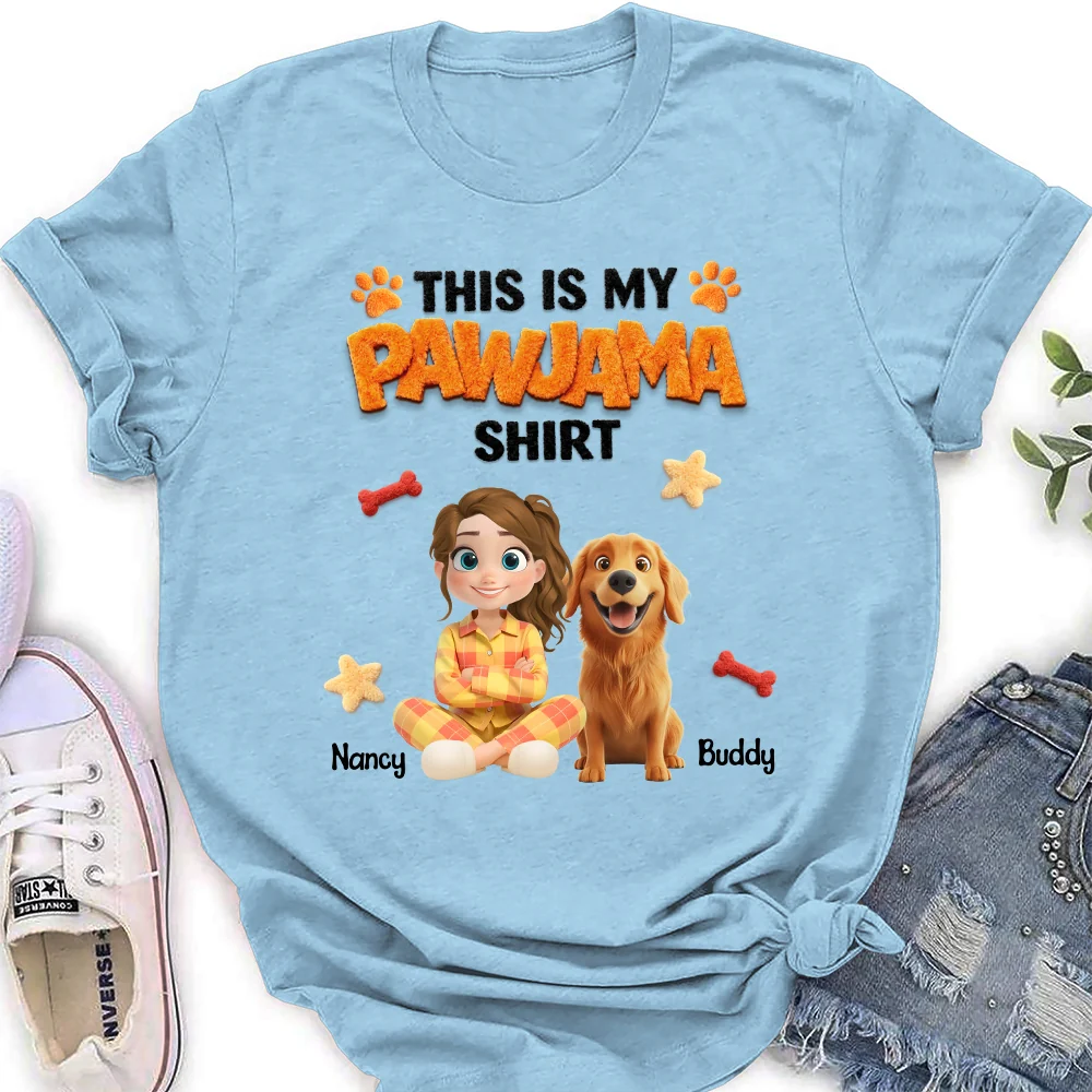 Stuffy Pajama Girl And Dog - Personalized Custom Women's T-shirt - Image 4