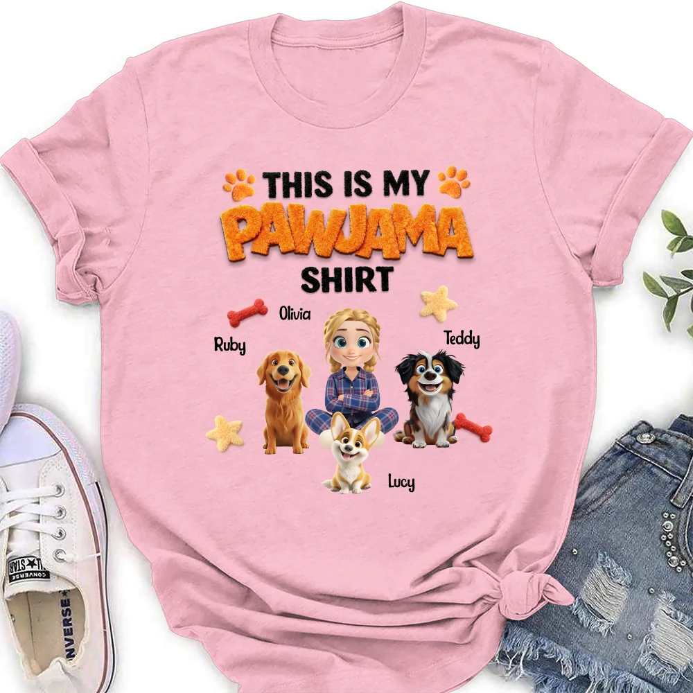 Stuffy Pajama Girl And Dog - Personalized Custom Women's T-shirt - Image 5