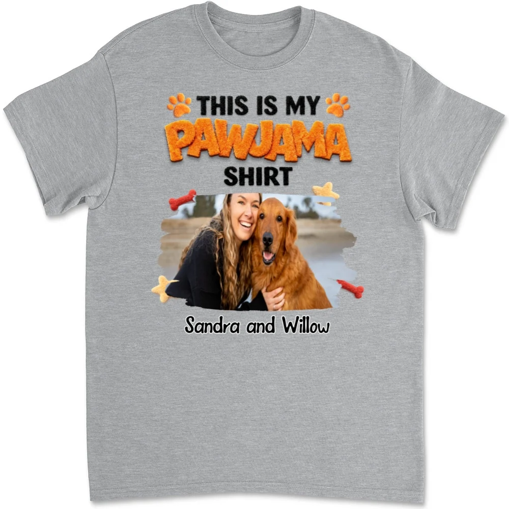 Stuffy Pajama Girl And Dog Photo - Personalized Custom Unisex T-Shirt - Image 10
