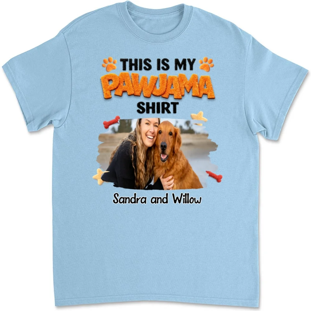 Stuffy Pajama Girl And Dog Photo - Personalized Custom Unisex T-Shirt - Image 8