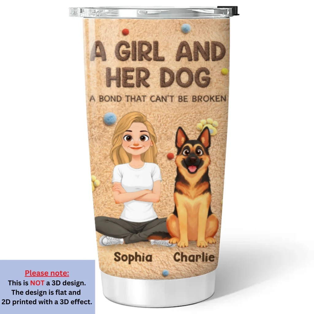 Stuffy Storybook Girl And Her Lovely Dogs - Personalized Custom 3D Effect Tumbler - Image 5