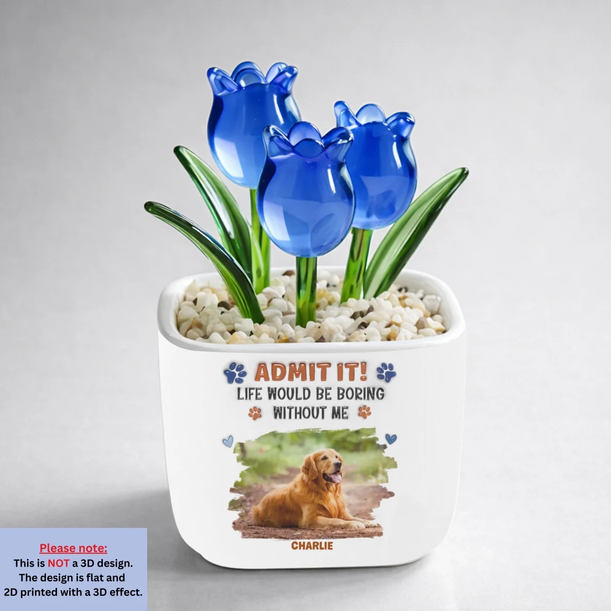 Stylized Admit It Dog Photo - Personalized Custom Glass Everlasting Tulips - Image 3