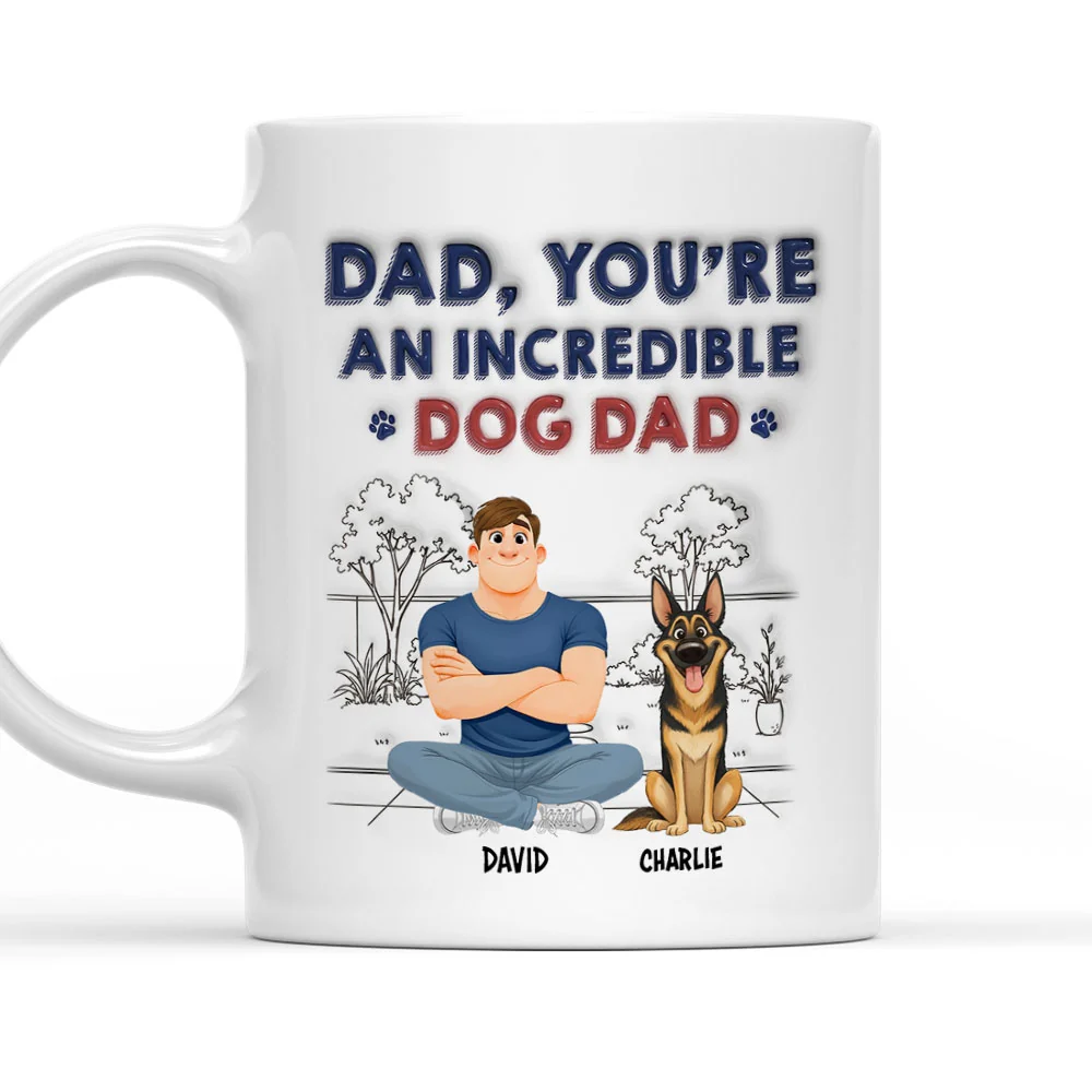 Stylized Incredible Dog Dad - Personalized Custom 3D Inflated Effect Coffee Mug